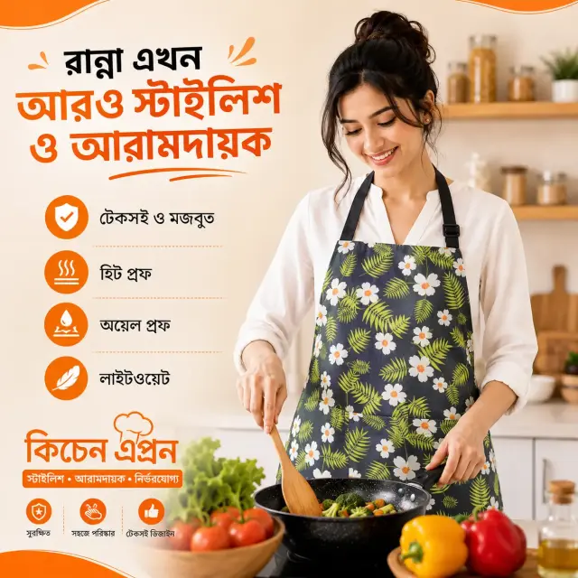 Premium Printed Kitchen Apron (Random Design) হাই কোয়ালিটি প্রিন্টেড কিচেন এপ্রন