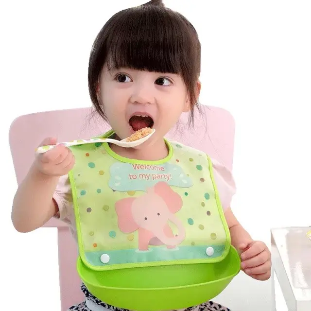 Silicone Baby Bibs With Food Catcher