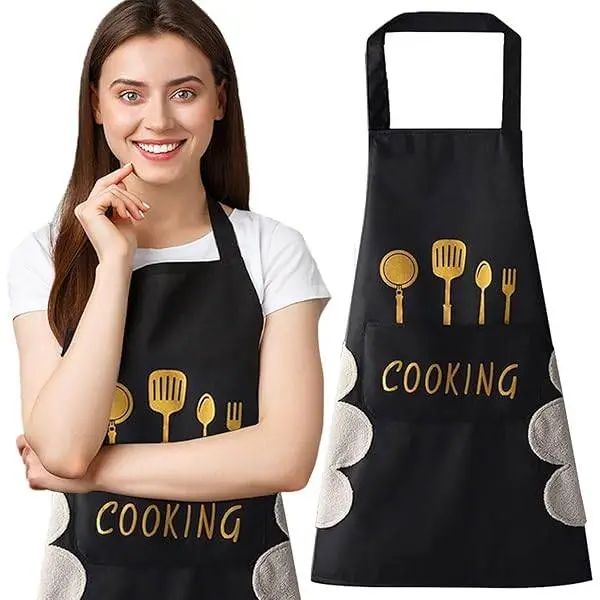 Kitchen Cooking Apron, Waterproof & Anti-Oil Polyester Kitchen Apron, Restaurant Apron for Chef Cooking