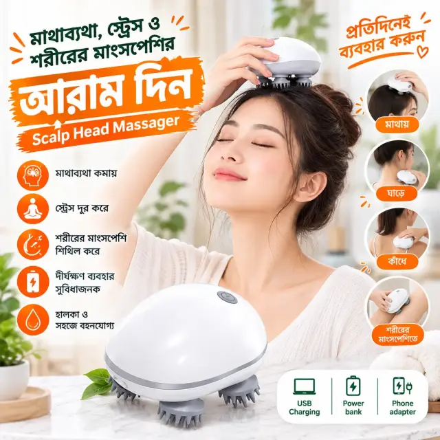 Scalp Head Massager | Electric Head & Body Massager – স্ক্যাল্প, মাথা ও শরীরের ম্যাসাজার