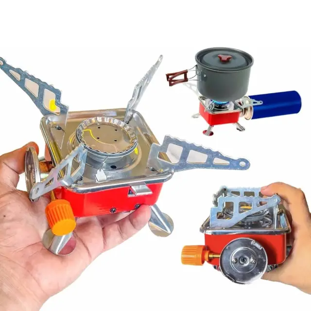 Portable Card Type Campaign Butane Gas Stove Burner With Steel Pipe And Regulator