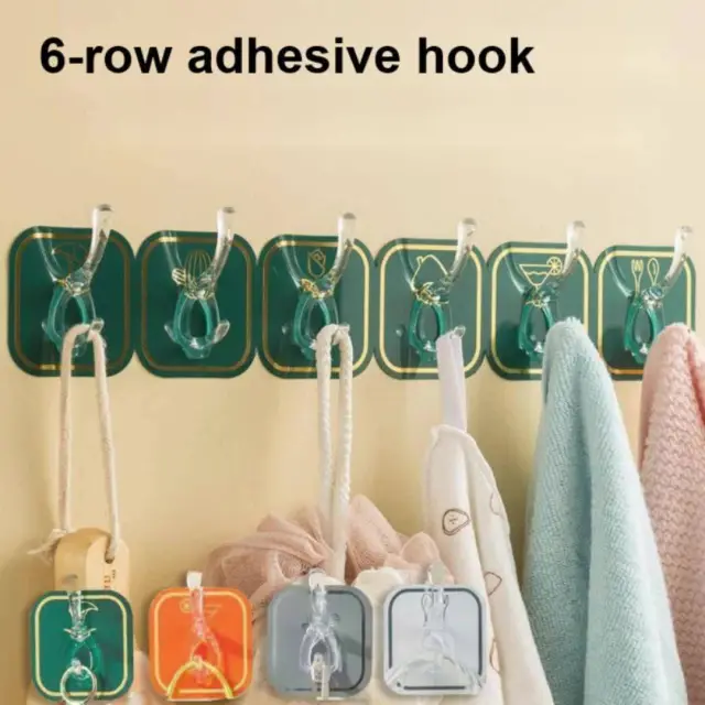 6Pcs Self Adhesive Hook Key Storage Hanger for Kitchen Bathroom Door Wall- রান্নাঘরের বাথরুমের দরজার ওয়াল জন্য 6 পিসি স্ব-আঠালো হুক কী স্টোরেজ হ্যাঙ্গার