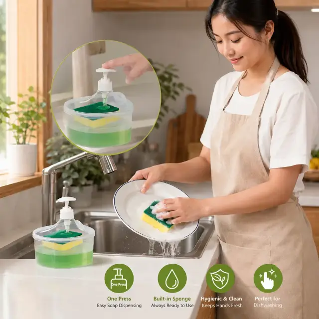 2-in-1 Dishwashing Soap Dispenser / ২-ইন-১ লিকুইড সোপ ডিসপেনসার বক্স