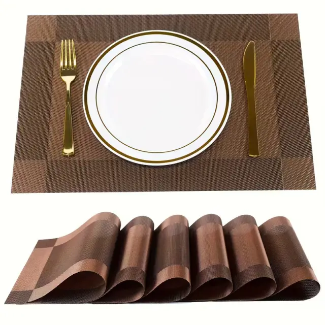 6 Piece Placemat for Dinning Coasters | Rectangular Table Placemat 6 Piece. Solid Color Table Decoration Mat, Coffee Table Pad, Household Bowl Plate Mat, Dining Table Decor, Room Decoration-ডাইনিং কোস্টারের জন্য ৬ পিস প্লেসম্যাট- দস্তরখানা।