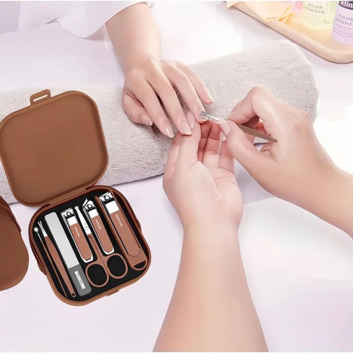 8 in 1 Manicure Kit Set. 8 in 1 Nail Clipper Set, ৮ পিসের নখ কাটার এবং মেকআপ বক্স সেট 7