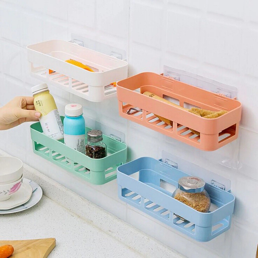 Kitchen Bathroom Storage Rack -1pcs, Wall Hanging Bathroom Shelves Storage Shelf Rack 7