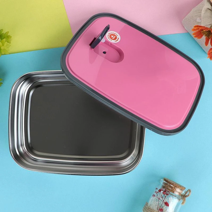 350ml Rectangle Stainless Steel Food Container/Lunch Box 1 pcs,আয়তক্ষেত্রাকার স্টেইনলেস স্টিলের খাবারের পাত্র/লাঞ্চ বক্স ১ পিস 2