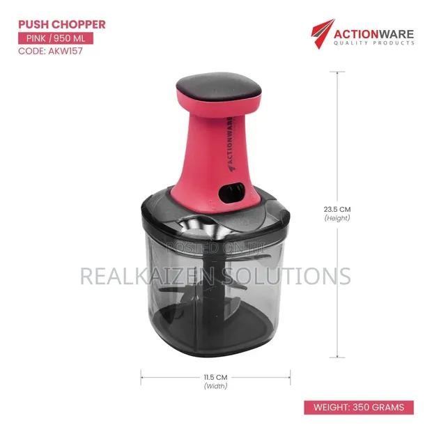 750ml Push Chopper For Kitchen Manual Hand-Press Vegetable Chopper with 3 Stainless Steel Blades 1 Whisker for Chopping 4