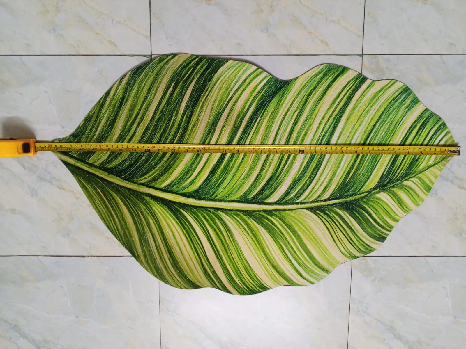 3D Banana Leaf Shape Floor Mat, Non-Slip Soft Absorbent Bathroom, Bedroom & Entrance Rug,কলা পাতার আকৃতির নন-স্লিপ ফ্লোর ম্যাট , বাথরুম, বেডরুম, দরজার সামনে ও লিভিং রুমের জন্য সফট অ্যাবজরবেন্ট লিফ ম্যাট / 4