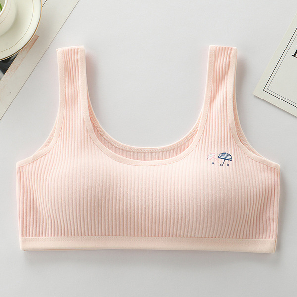 Premium Soft Cotton Ribbed Training Bra for Teenagers and Junior Girls - Multi-Color Pack 8