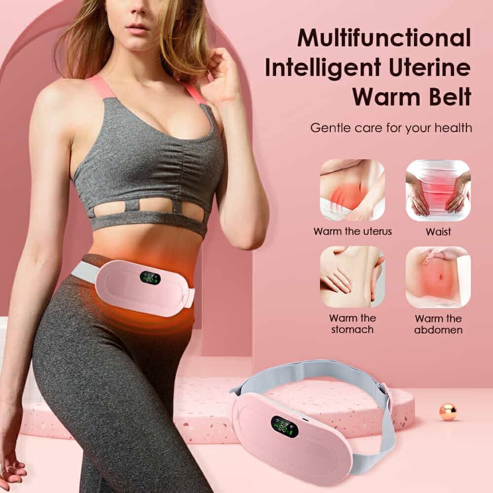 Menstrual Heating Pad & Slimming Massage Belt with LCD Display, Portable Warm Uterine Belt, Electric Menstrual Cramp Heating Belt with 3 Heat Levels and Massage Modes, USB Rechargeable, Indisposition Gift for Women 4