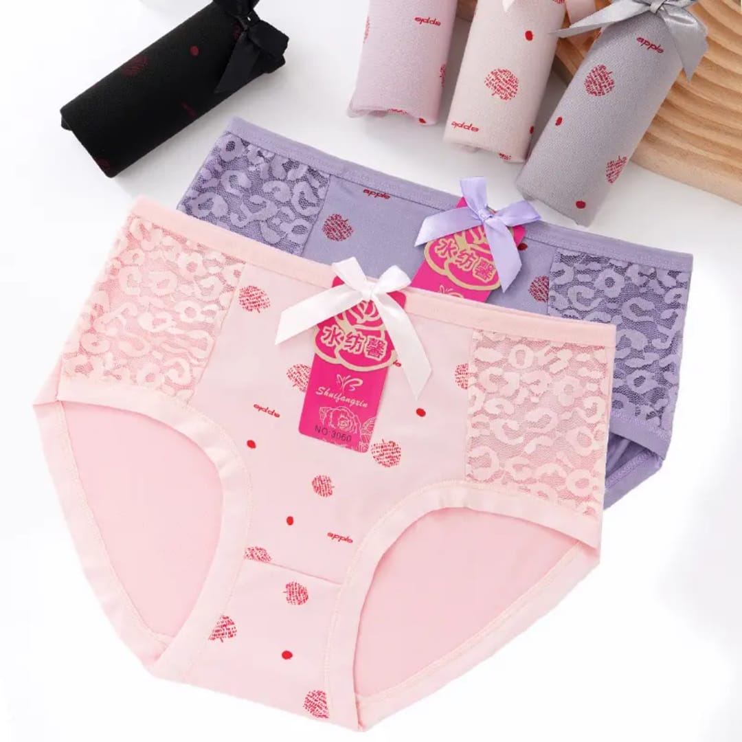Shuifangxia Premium Cotton Lace Briefs Set for Women 3