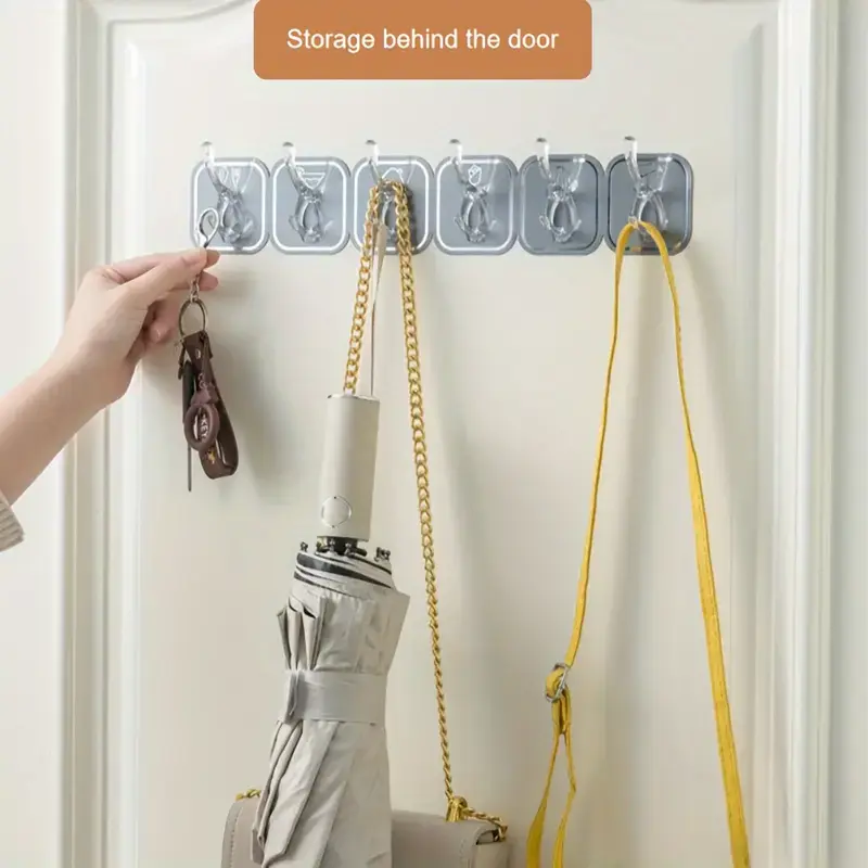 6Pcs Self Adhesive Hook Key Storage Hanger for Kitchen Bathroom Door Wall- রান্নাঘরের বাথরুমের দরজার ওয়াল জন্য 6 পিসি স্ব-আঠালো হুক কী স্টোরেজ হ্যাঙ্গার 6