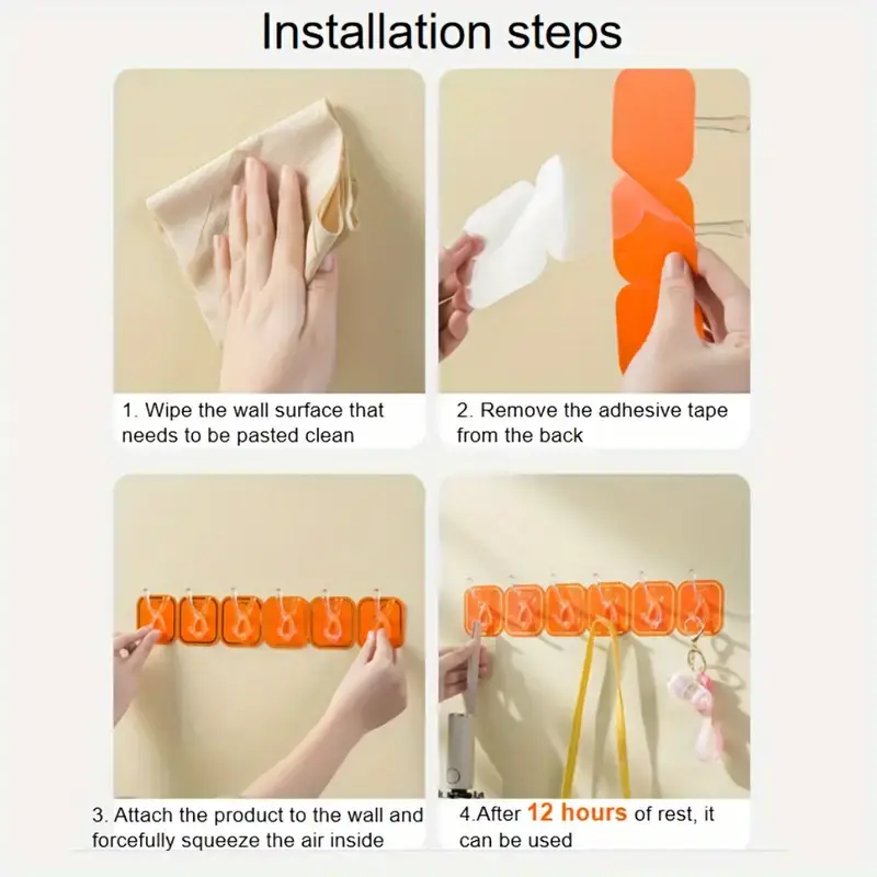 6Pcs Self Adhesive Hook Key Storage Hanger for Kitchen Bathroom Door Wall- রান্নাঘরের বাথরুমের দরজার ওয়াল জন্য 6 পিসি স্ব-আঠালো হুক কী স্টোরেজ হ্যাঙ্গার 4