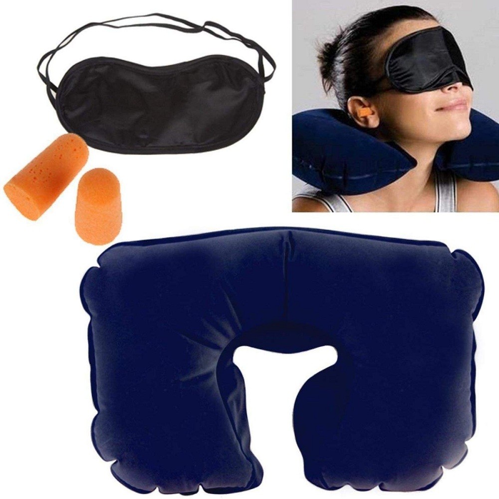 Travel Selection 3 in 1 with Comfort Neck Pillow Sleeping Eye Mask & Travel Earplug Set 3