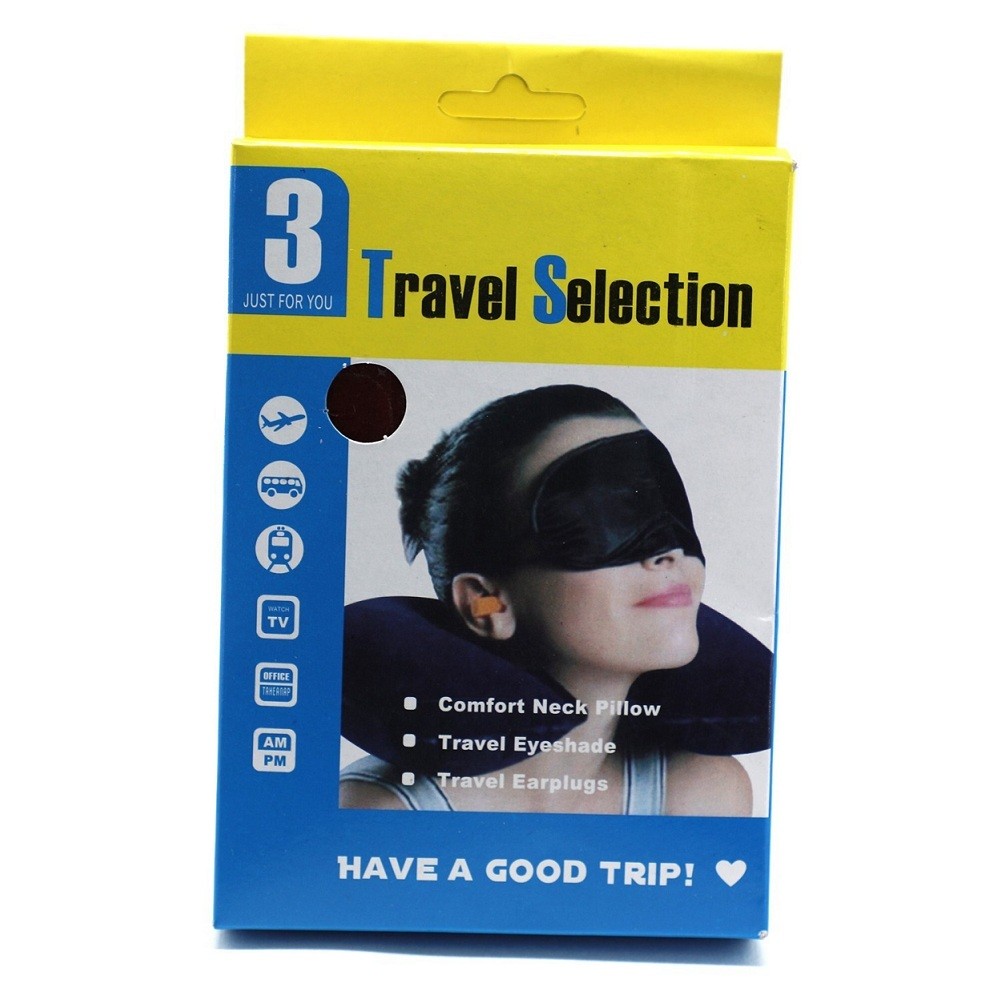 Travel Selection 3 in 1 with Comfort Neck Pillow Sleeping Eye Mask & Travel Earplug Set 2
