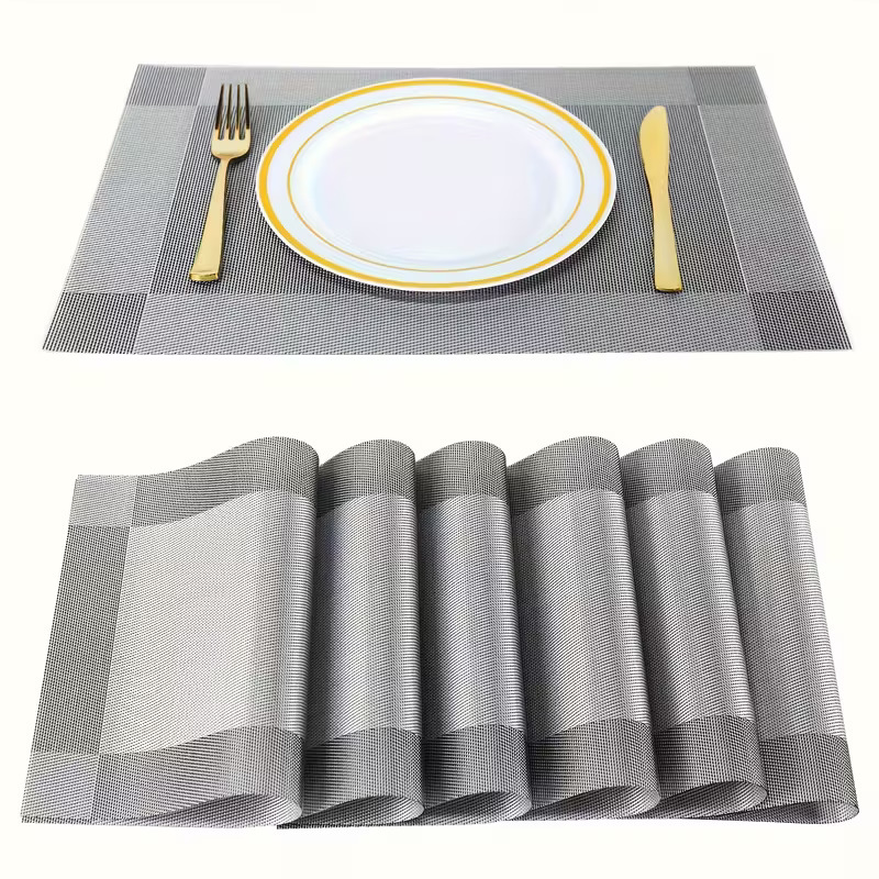 6 Piece Placemat for Dinning Coasters | Rectangular Table Placemat 6 Piece. Solid Color Table Decoration Mat, Coffee Table Pad, Household Bowl Plate Mat, Dining Table Decor, Room Decoration-ডাইনিং কোস্টারের জন্য ৬ পিস প্লেসম্যাট- দস্তরখানা। 8