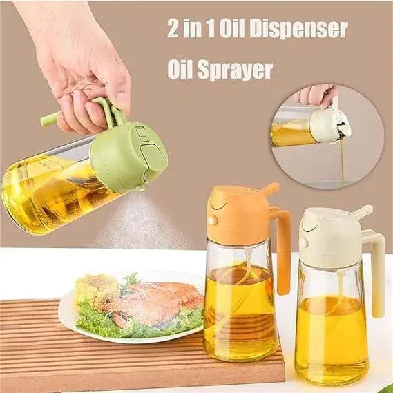 2-in-1 Oil Sprayer & Oil Dispenser Bottle (500ml) প্রিমিয়াম ২-ইন-১ তেল স্প্রেয়ার ও তেল ডিসপেন্সার বোতল (৫০০ml) | স্প্রে ও ঢালুন একই বোতলে 8