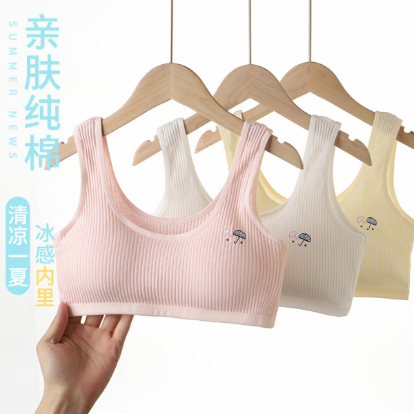 Premium Soft Cotton Ribbed Training Bra for Teenagers and Junior Girls - Multi-Color Pack 2