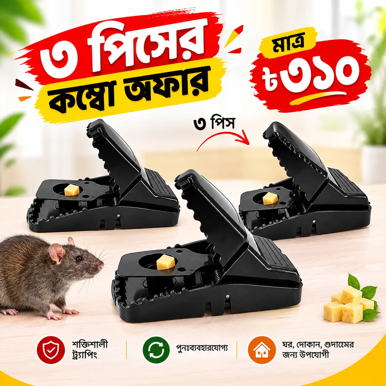 3 Pcs Mouse Trap Combo / মাউস ট্র্যাপ কম্বো 9
