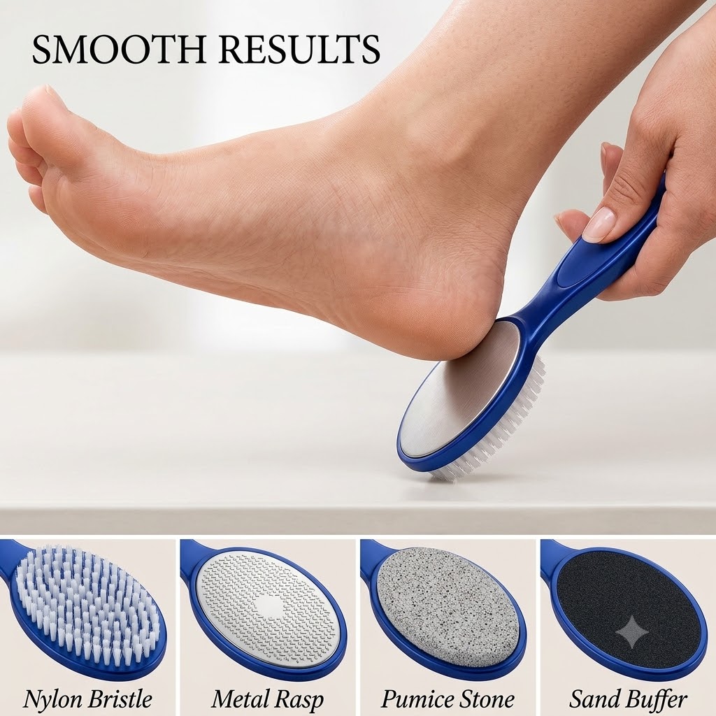4 In 1 Foot Grinding Stone Practical Foot Dead Skin Callus Remover Multi-function Foot Cleaner Brush Pedicure Foot Care Tool-পিসি ৪ ইন ১ ফুট গ্রাইন্ডিং স্টোন প্র্যাকটিক্যাল ফুট ডেড স্কিন ক্যালাস রিমুভার মাল্টি-ফাংশন ফুট ক্লিনার ব্রাশ পেডিকিউর ফুট কেয