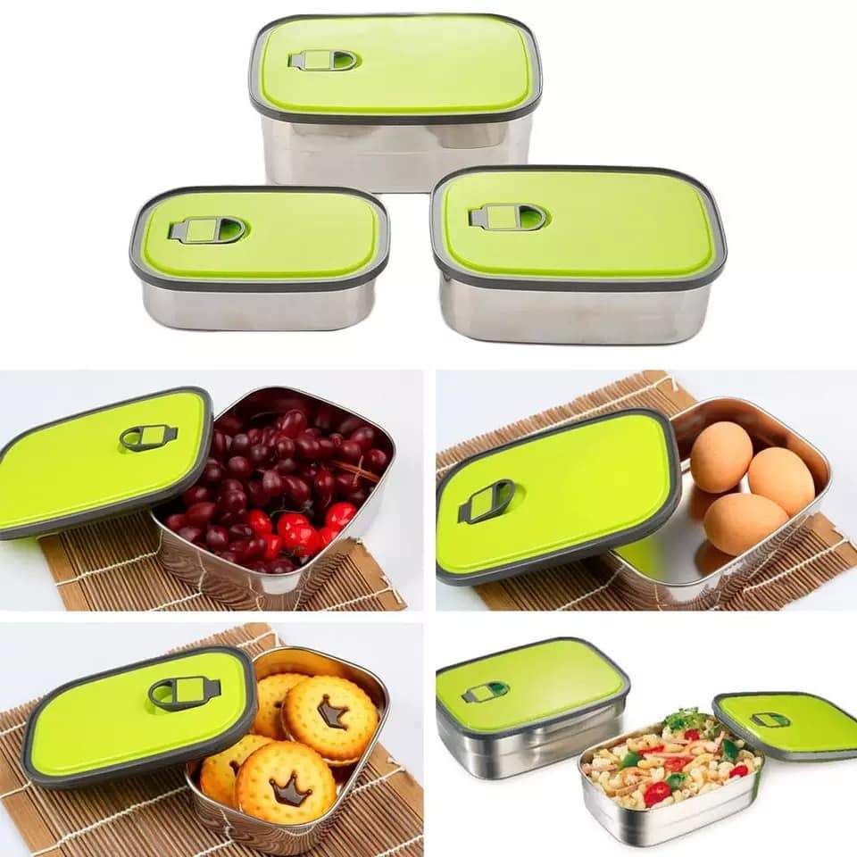 350ml Rectangle Stainless Steel Food Container/Lunch Box 1 pcs,আয়তক্ষেত্রাকার স্টেইনলেস স্টিলের খাবারের পাত্র/লাঞ্চ বক্স ১ পিস