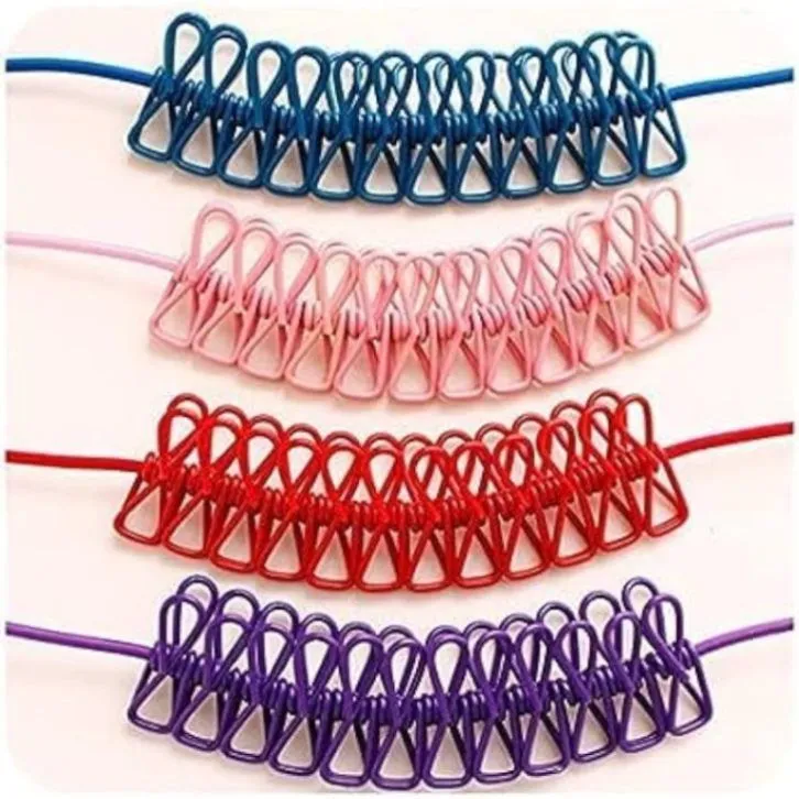 ১২ ক্লিপ স্ট্রেচেবল কাপড় শুকানোর দড়ি / 12 Clip Portable Laundry Rope 5