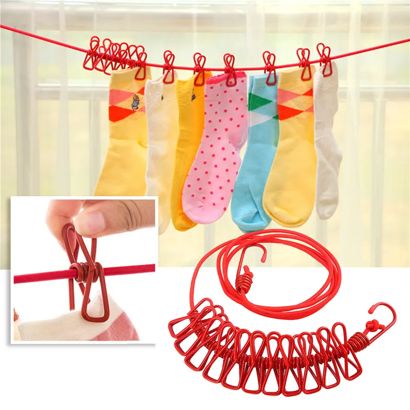 ১২ ক্লিপ স্ট্রেচেবল কাপড় শুকানোর দড়ি / 12 Clip Portable Laundry Rope 3