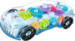 Transparent Car Toy for Kids, Storio 3D Baby Car Toy with 360 Degree Rotation, Gear Simulation Mechanical Car with Sound Music & Light Toys for Kids Boys & Girls 4