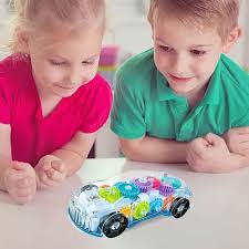Transparent Car Toy for Kids, Storio 3D Baby Car Toy with 360 Degree Rotation, Gear Simulation Mechanical Car with Sound Music & Light Toys for Kids Boys & Girls 1