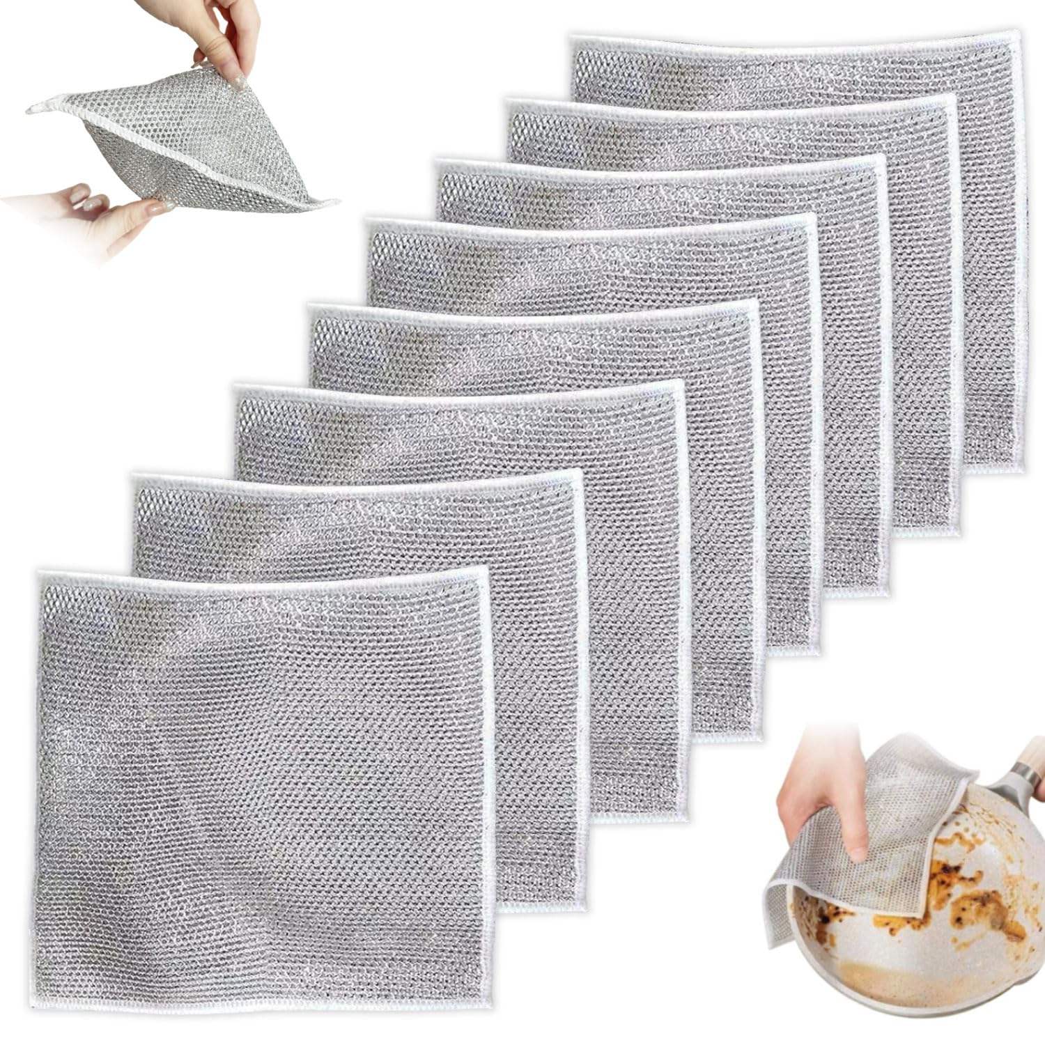10PCS Magic Silver Wire Dish Cleaning Cloth – Reusable Non-Stick Oil & Rust Removal Kitchen Towel / ১০ পিস ম্যাজিক সিলভার ওয়্যার ডিশ ক্লিনিং কাপড় 2