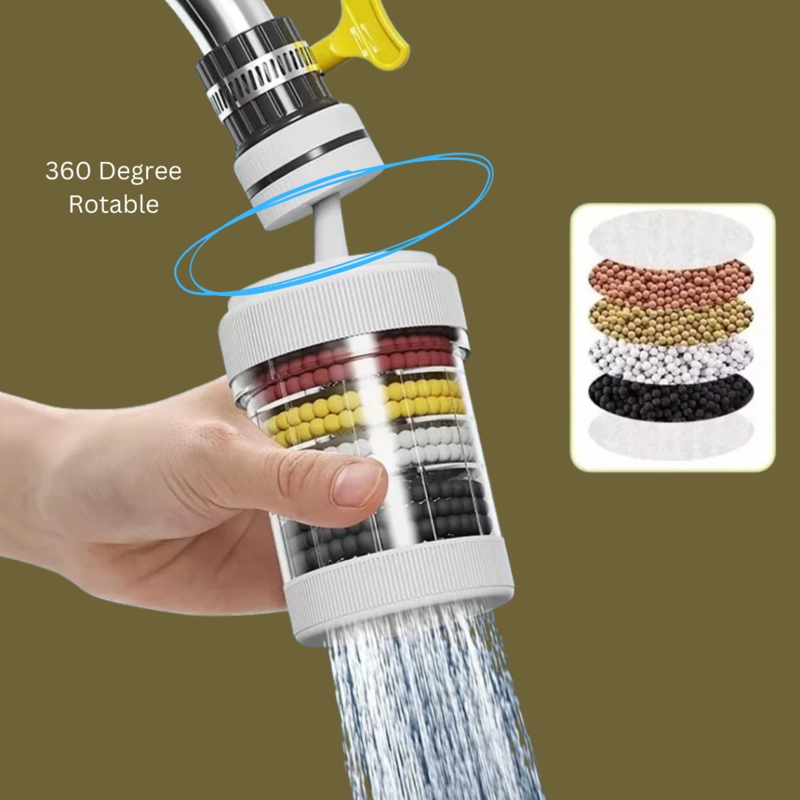 Tap Water Purifier 360-Degree Rotating Faucet Water Filter-ট্যাপ ওয়াটার পিউরিফায়ার 360-ডিগ্রি ঘূর্ণায়মান কল জল ফিল্টার। 5