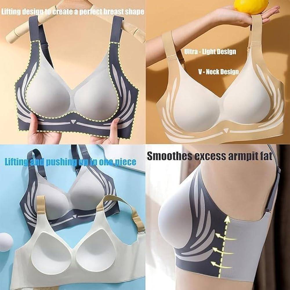 Classic Sports Bras, Anti-Sagging Wireless Push-up Bra Wide Strap Sleep Comfortable Full Coverage Shaping Sports Bra 2