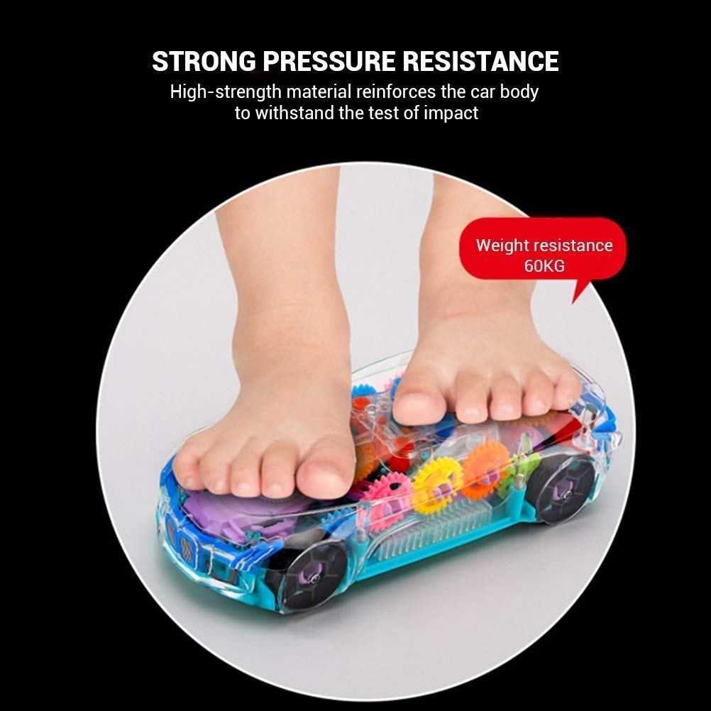 Transparent Car Toy for Kids, Storio 3D Baby Car Toy with 360 Degree Rotation, Gear Simulation Mechanical Car with Sound Music & Light Toys for Kids Boys & Girls 6