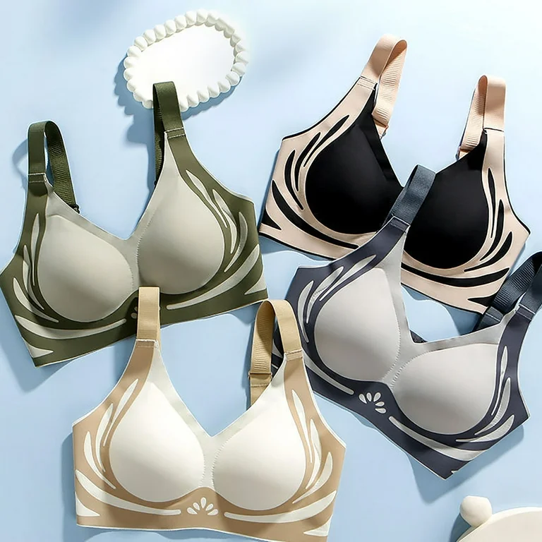 Classic Sports Bras, Anti-Sagging Wireless Push-up Bra Wide Strap Sleep Comfortable Full Coverage Shaping Sports Bra 3