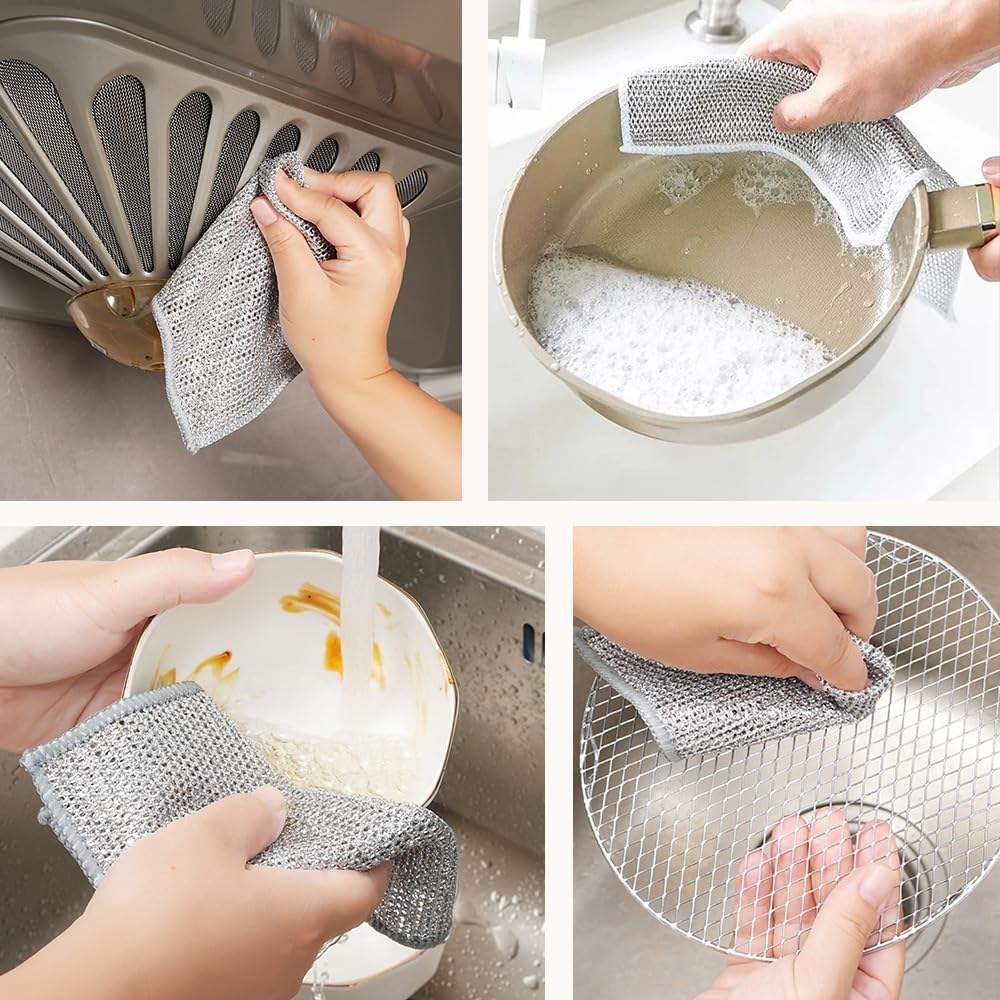 10PCS Magic Silver Wire Dish Cleaning Cloth – Reusable Non-Stick Oil & Rust Removal Kitchen Towel / ১০ পিস ম্যাজিক সিলভার ওয়্যার ডিশ ক্লিনিং কাপড় 9