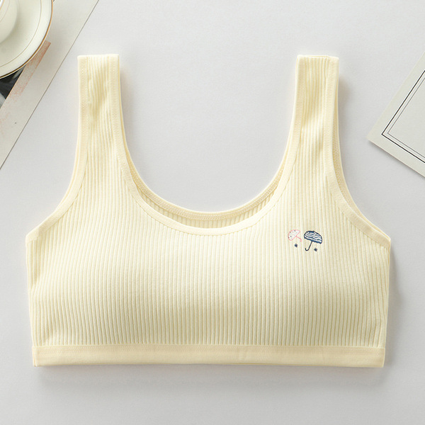 Premium Soft Cotton Ribbed Training Bra for Teenagers and Junior Girls - Multi-Color Pack 10