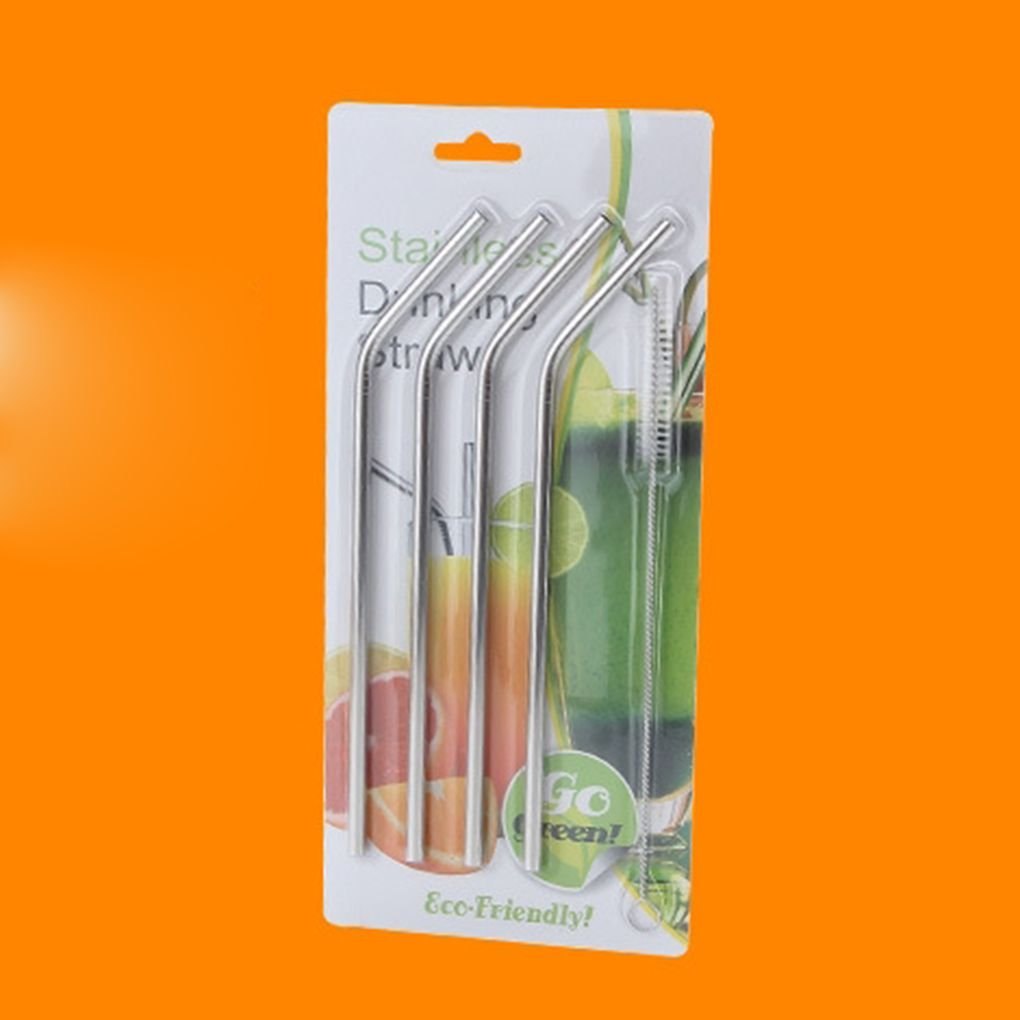 4 Pcs Reusable Stainless Steel Drinking Straw with Cleaner Brush,ক্লিনার ব্রাশ সহ ৪ পিসি পুনর্ব্যবহারযোগ্য স্টেইনলেস স্টিলের ড্রিংকিং স্ট্র 6