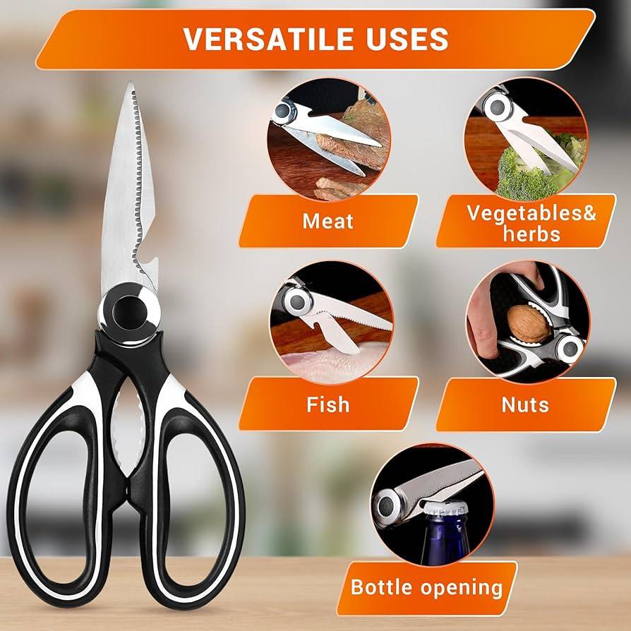 Kitchen Scissor (Black) Heavy Duty Stainless Steel Kitchen Scissors 7