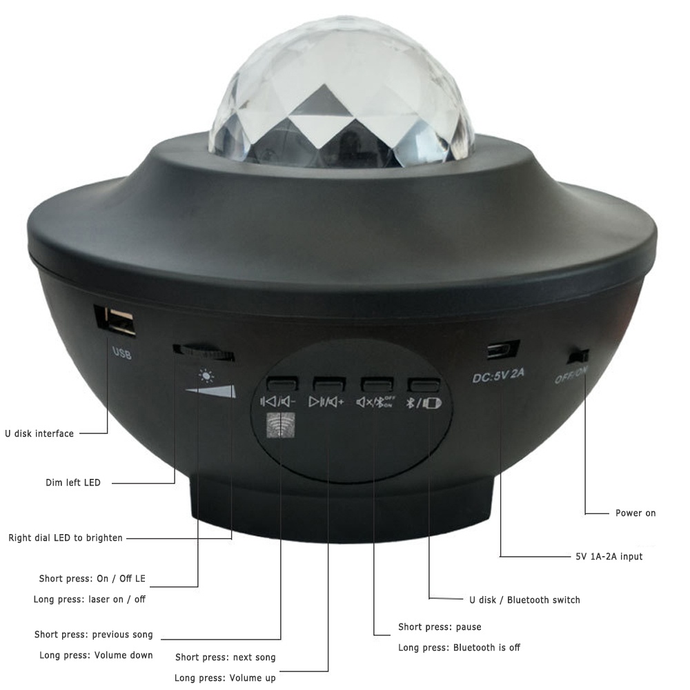 Starry Sky Galaxy Projector Lamp, Bluetooth USB Remote Control Music Player 4
