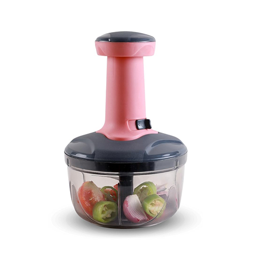 750ml Push Chopper For Kitchen Manual Hand-Press Vegetable Chopper with 3 Stainless Steel Blades 1 Whisker for Chopping 5