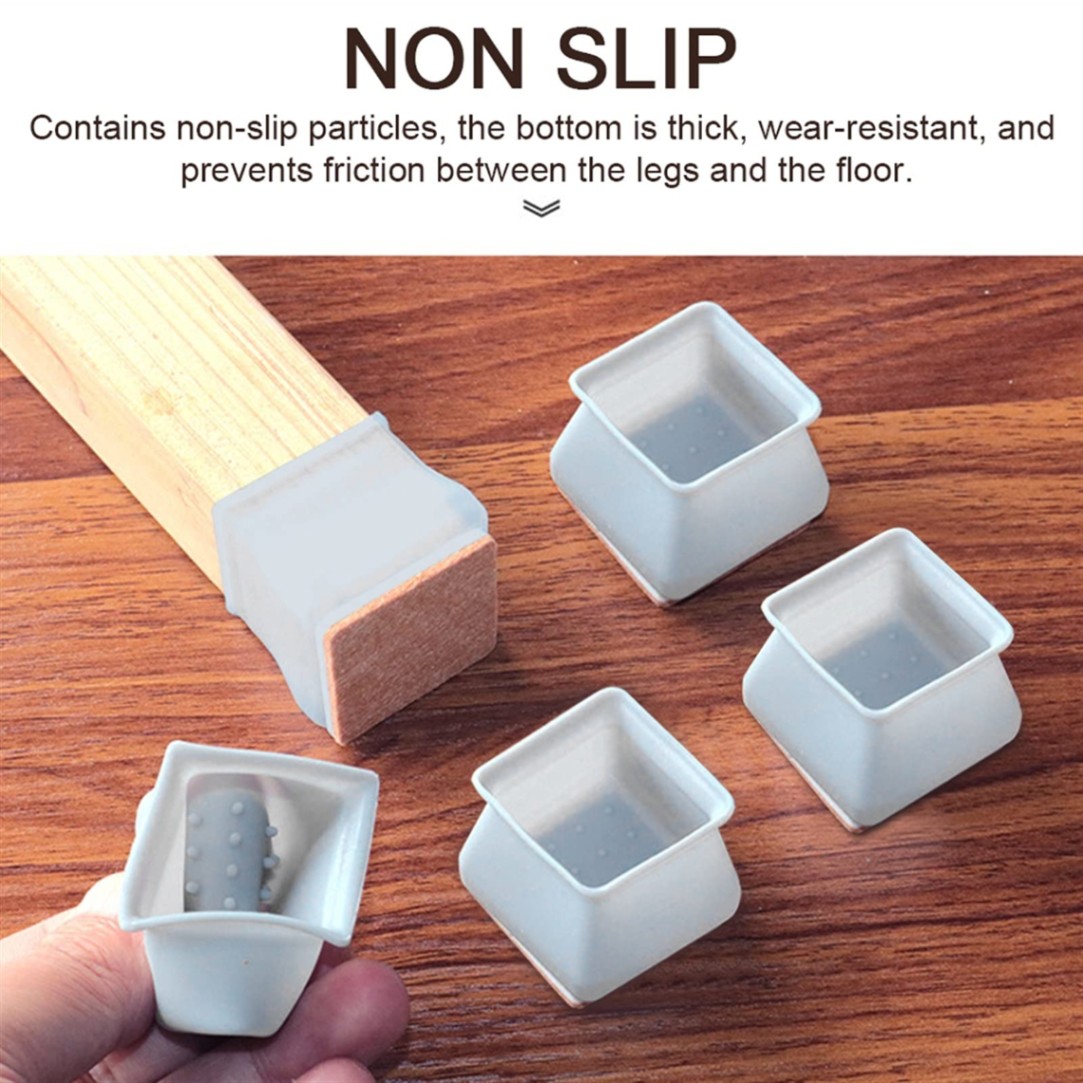 Silicone Chair Leg Square Caps 4Pcs/set 6