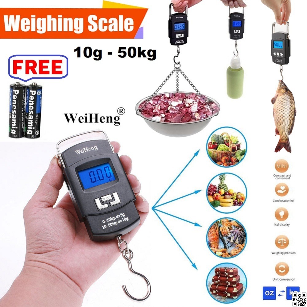 Hanging Weight Scale 50kg, Digital Portable Hanging Electronic Hook Scale 50 kg