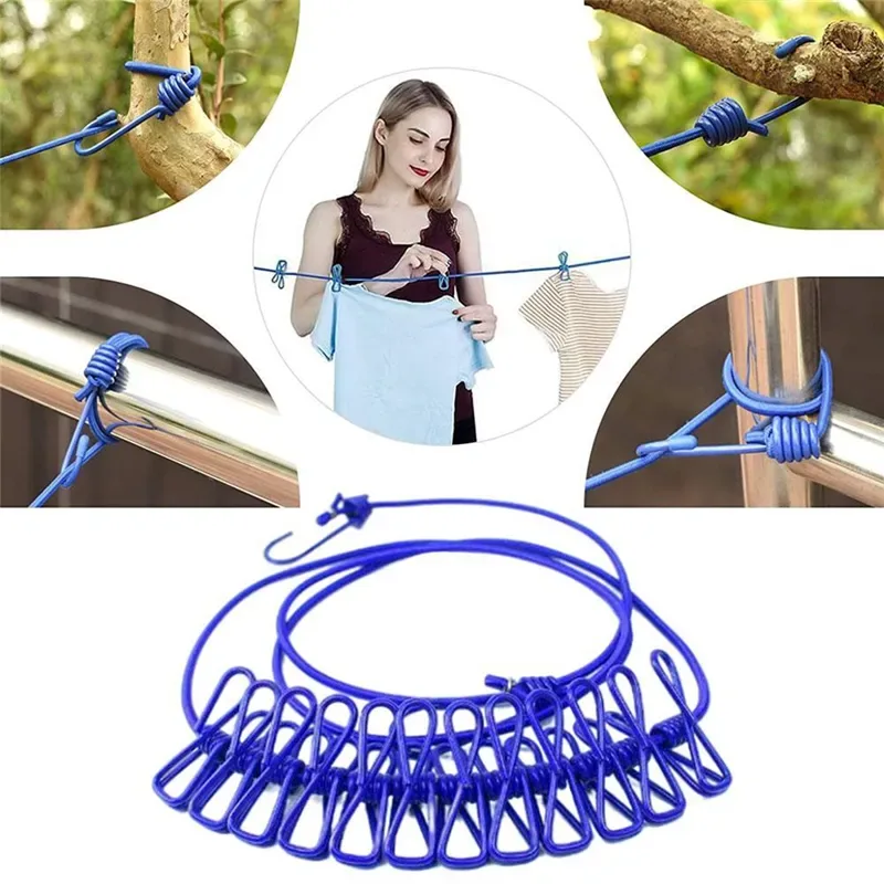 ১২ ক্লিপ স্ট্রেচেবল কাপড় শুকানোর দড়ি / 12 Clip Portable Laundry Rope 6
