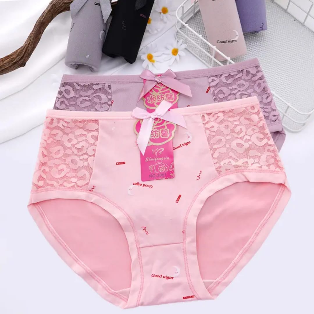 Shuifangxia Premium Cotton Lace Briefs Set for Women 2