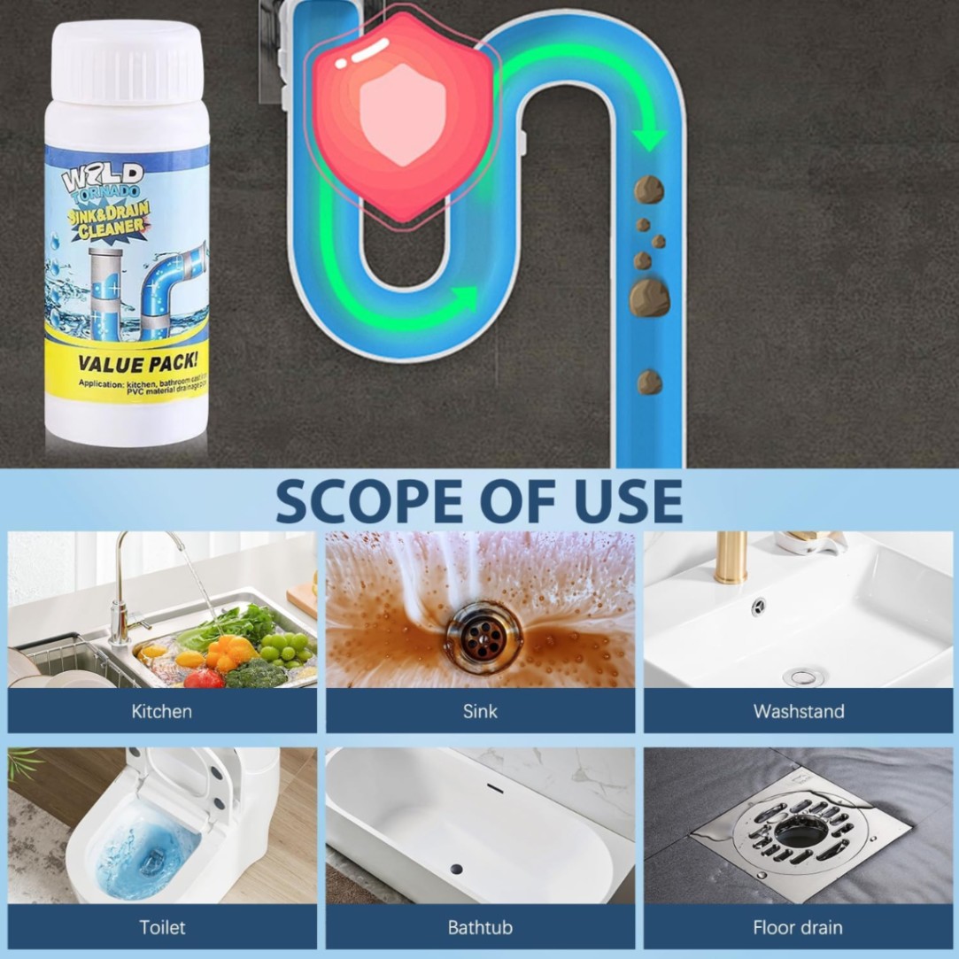 ড্রেন ক্লিনার পাউডার,Powerful Sink Drain Cleaner Portable Powder Cleaning Tool Super Clog Remover, শক্তিশালী সিঙ্ক ড্রেন ক্লিনার পোর্টেবল পাউডার ক্লিনিং টুল সুপার ক্লগ রিমুভার 3