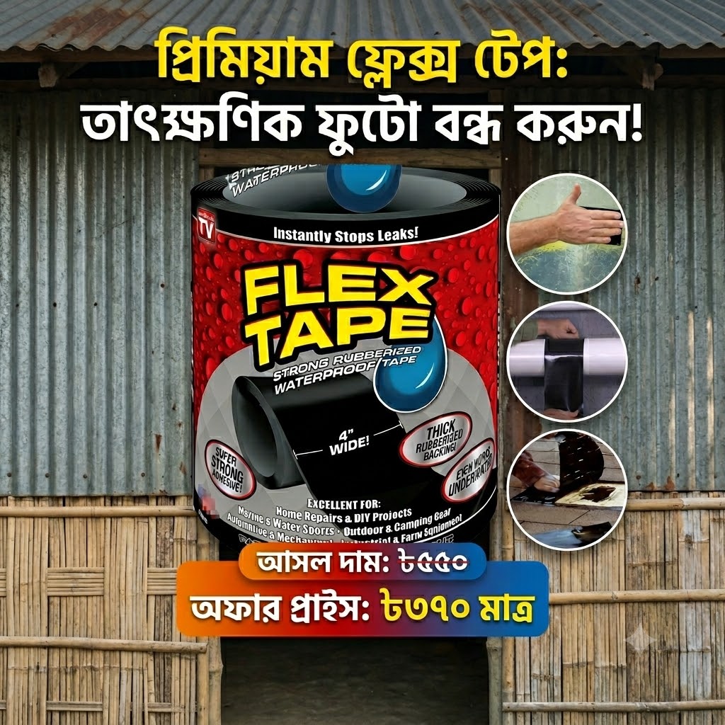 পানির পাইপ ও ছাদের লিক বন্ধ করার ম্যাজিক ফ্লেক্স টেপ, Flex Tape 1