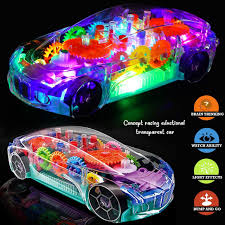Transparent Car Toy for Kids, Storio 3D Baby Car Toy with 360 Degree Rotation, Gear Simulation Mechanical Car with Sound Music & Light Toys for Kids Boys & Girls 5