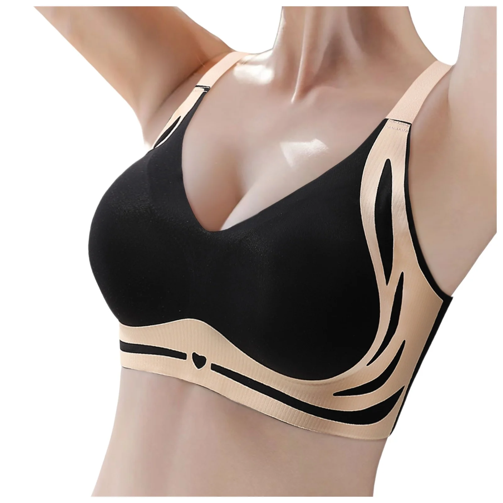 Classic Sports Bras, Anti-Sagging Wireless Push-up Bra Wide Strap Sleep Comfortable Full Coverage Shaping Sports Bra 4
