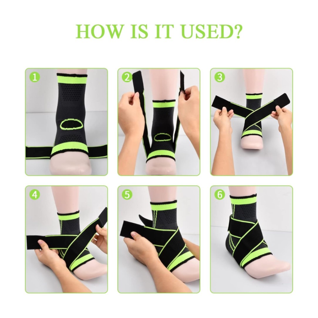 অ্যাঙ্কেল সাপোর্ট ১ পিস / Pressurized Support Ankle 1pcs, Breathable Ankle Compression Sleeve with Adjustable Wrap 4